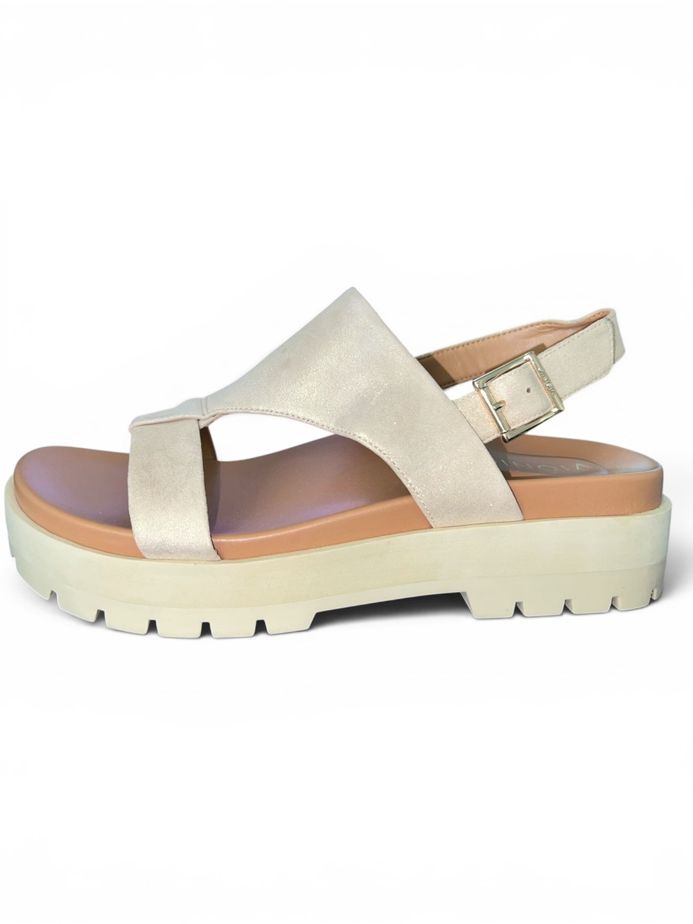 Vionic Alondra Lug Platform Sandals Gold Metallic Leather Women’s US 8 EU 38.5